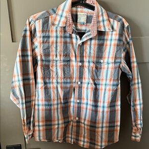 Roper Boy’s Orange and Blue Plaid Button Down Shirt